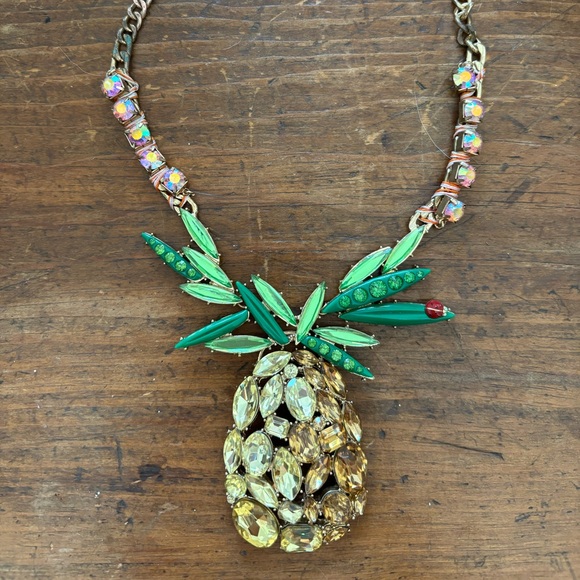 Betsey Johnson Pineapple Necklace BLING SUMMER RESORT CRUISE - Picture 1 of 3